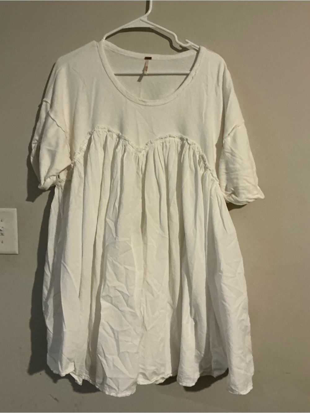 Free People Cream Short-Sleeve Babydoll Tunic - Picture 1 of 4